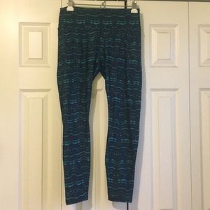 Green and Blue Fabletics Power Hold Leggings